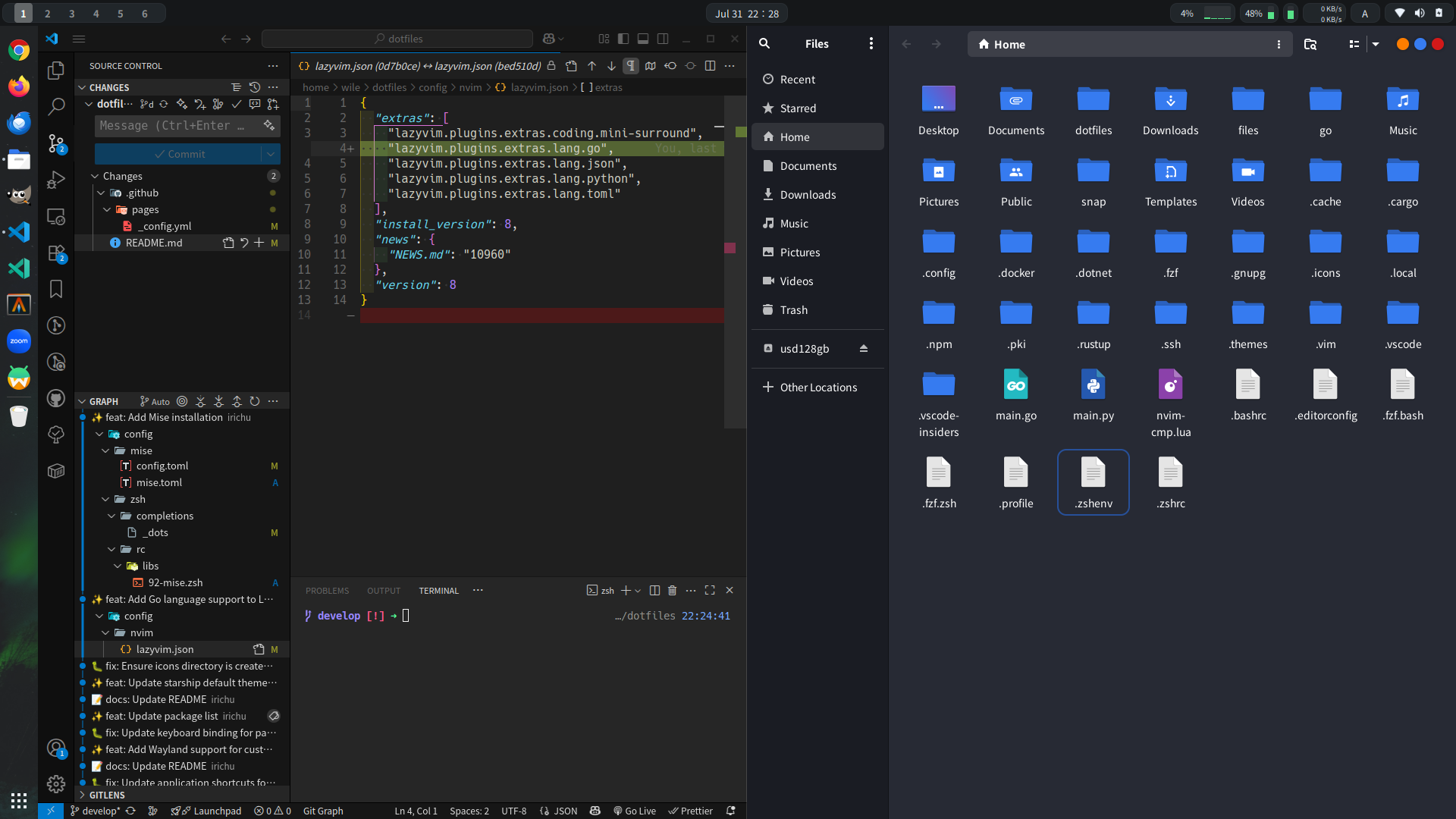 irichu dotfiles ubuntu desktop vscode nautilus